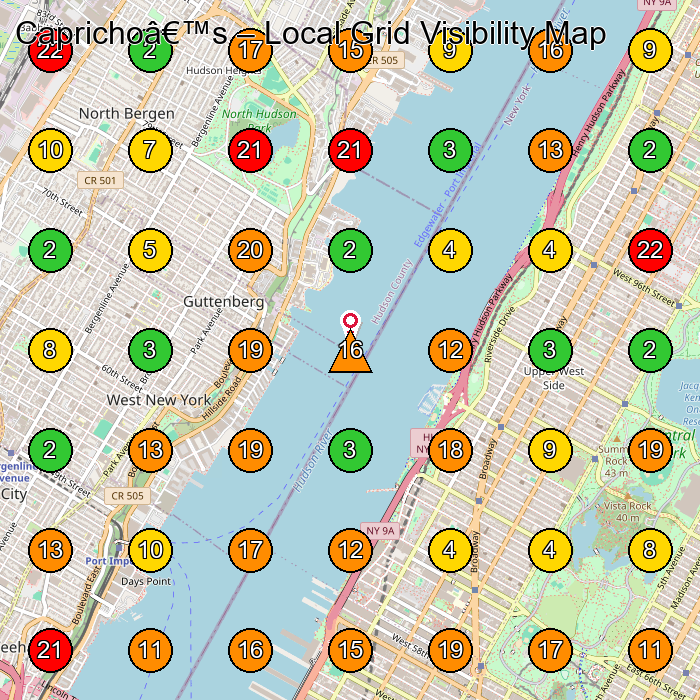 Capricho's Hair Salon GeoGrid ranking map for Guttenberg NJ
